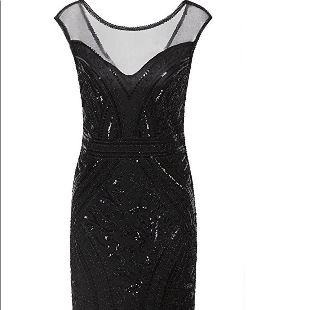 Sequined black cocktail dress